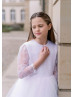 Long Sleeves White Lace Tulle Chic Flower Girl Dress